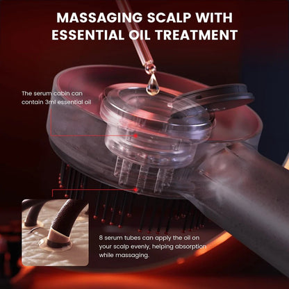 Essential oil treatment device with serum cabin and dropper on a dark background